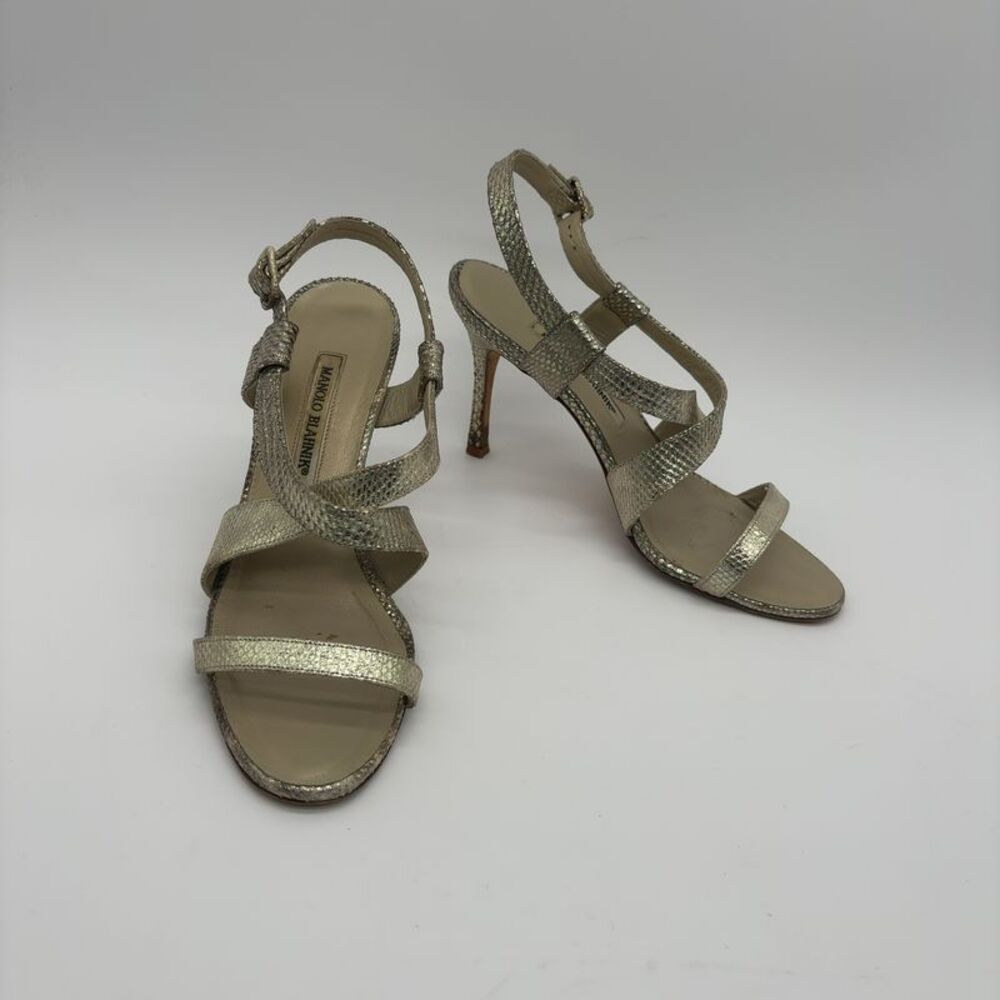 Manolo Blahnik Mint Green Snakeskin Sandals